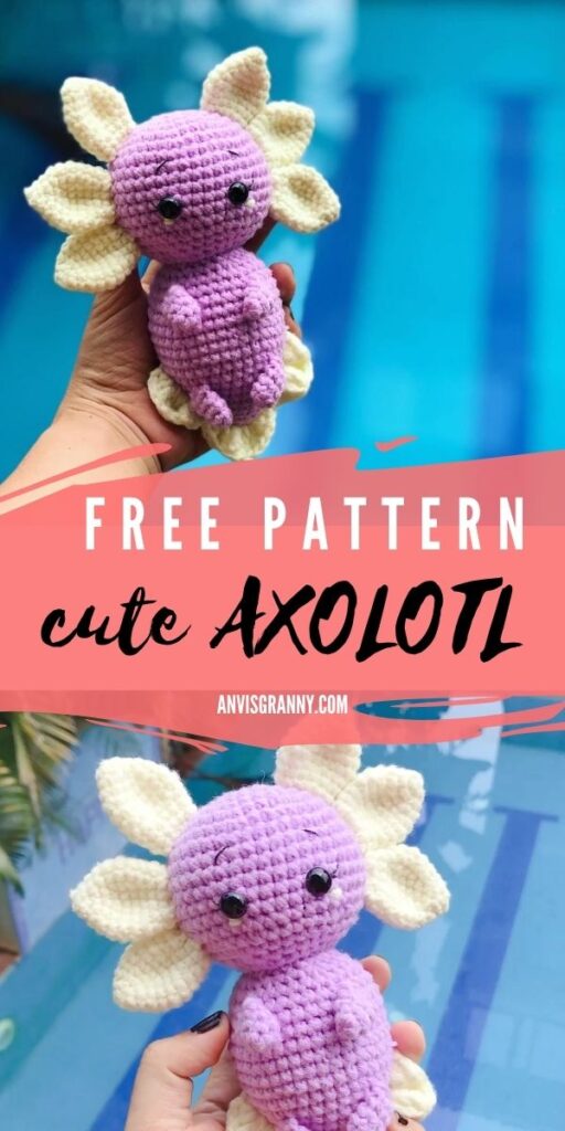 Amazing free crochet beginner pattern for amigurumi axolotl #anvisgranny #crochetpattern #amigurumipatttern #axolotlamigurumi #axolotl #crochetvideo #freepattern #amigurumifree