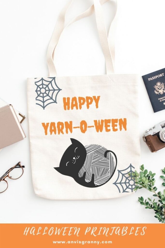 Happy yarnoween Halloween printable wall art, Halloween wall print, Halloween tshirt design, Halloween png file