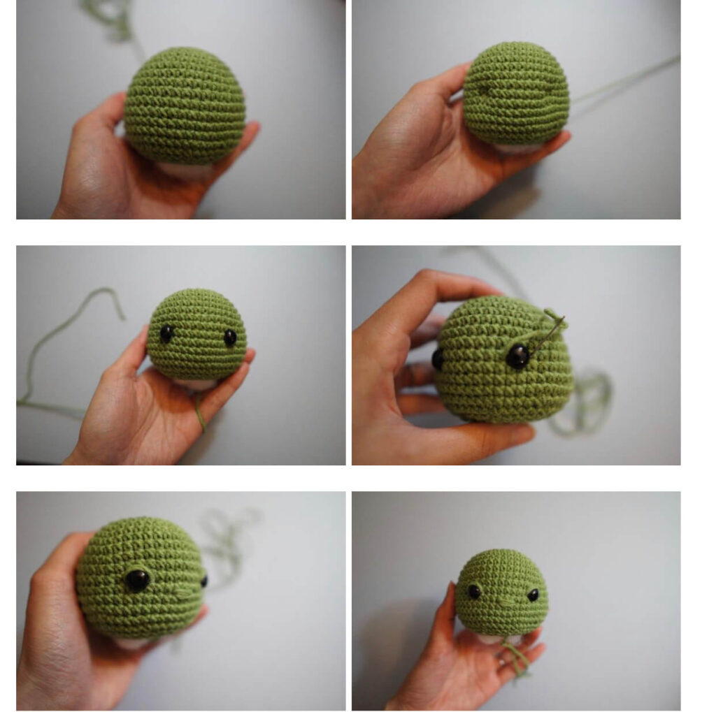 Head of baby yoda amigurumi crochet doll