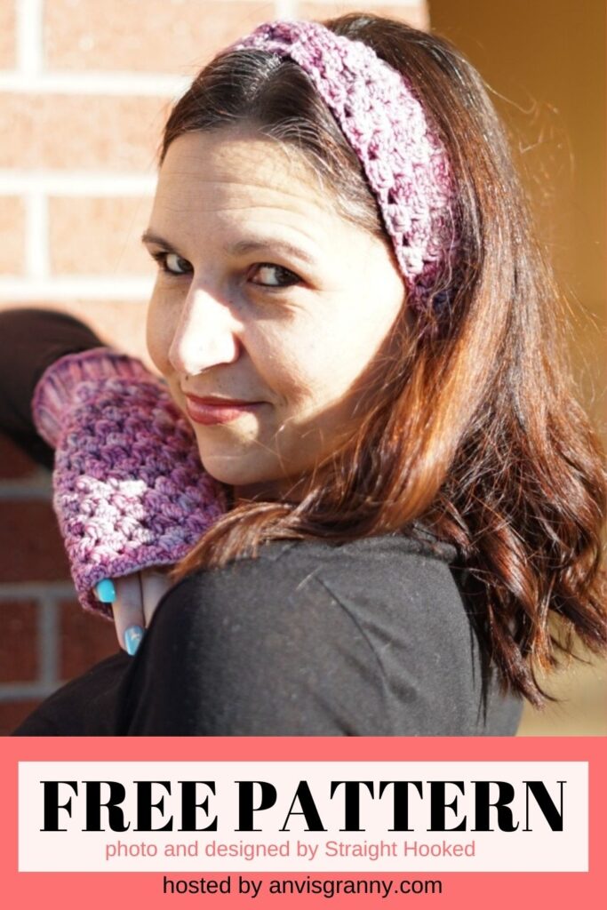 Ice Cap Fingerless Gloves and Headband free crochet pattern