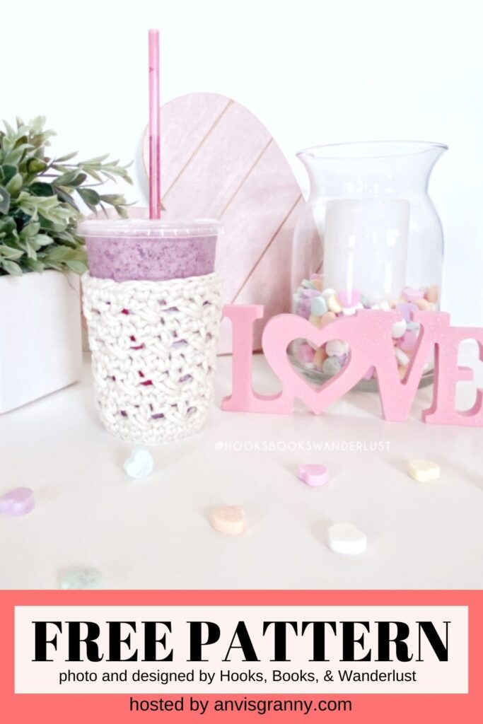 XOXO cup cover free pattern crochet