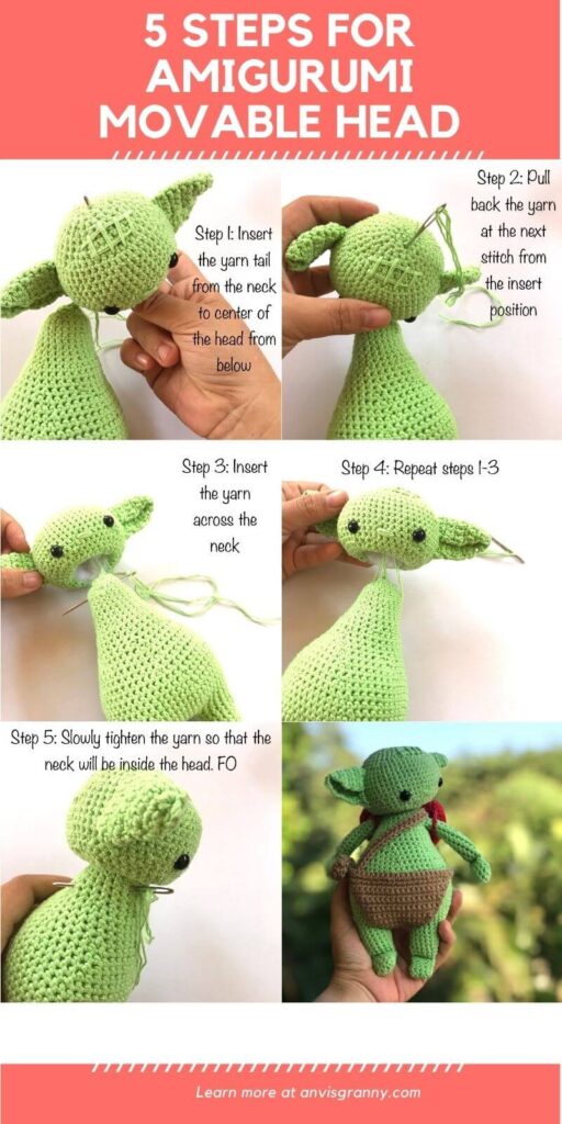 5 simple steps to attach an amigurumi movable head