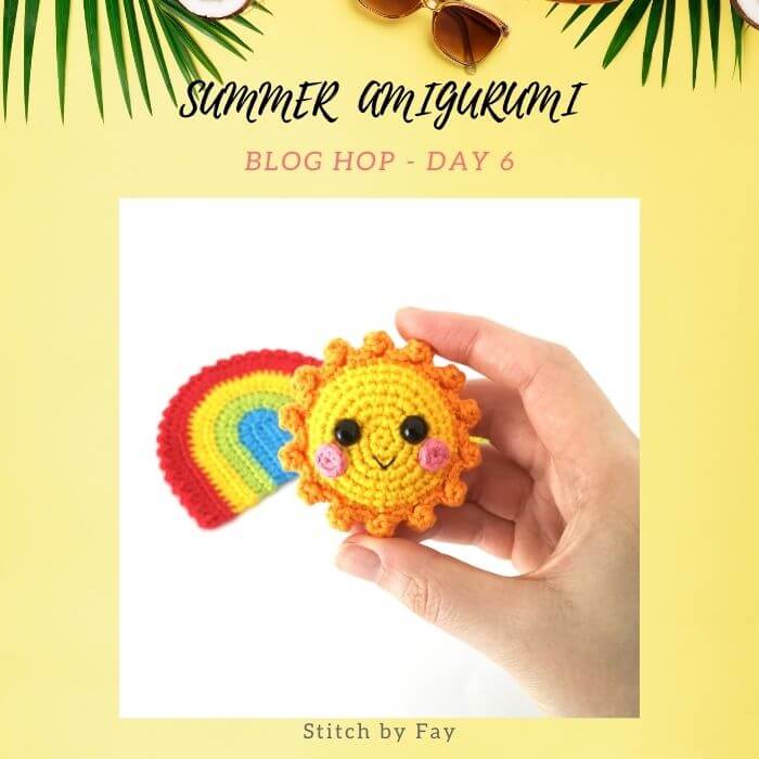 sun crochet amigurumi keychain