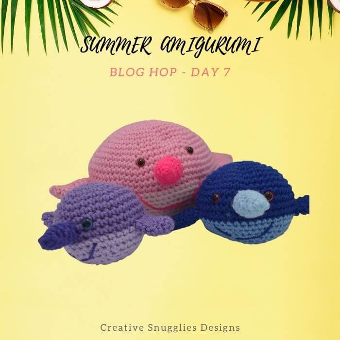 Narwhal family amigurumi crochet toy