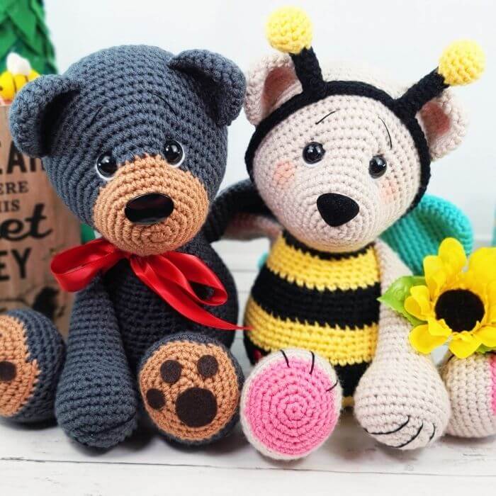 crochet bear and crochet bee amigurumi patterns