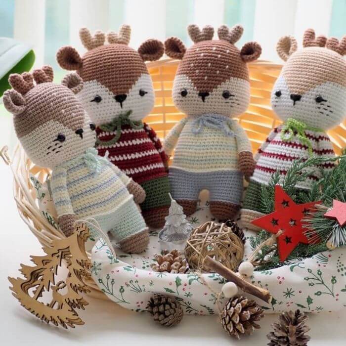 christmas deer amigurumi crochet toys