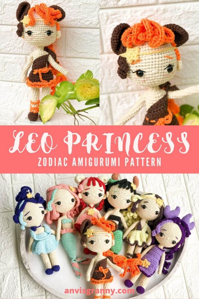 Leo Zodiac princess crochet amigurumi